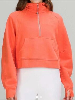 Lululemon Women's Orange Coral Half-Zip Hoodie